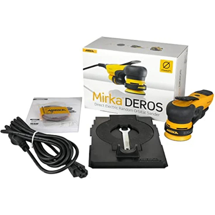Mirka DEROS II 350, Exzenter-Schleifer mit 5,0mm Hub, Ø 77mm Schleifteller, absaugbar, vibrationsarm, für staubfreies Schleifen von Holz, Trockenbau & Metall – Bild 5