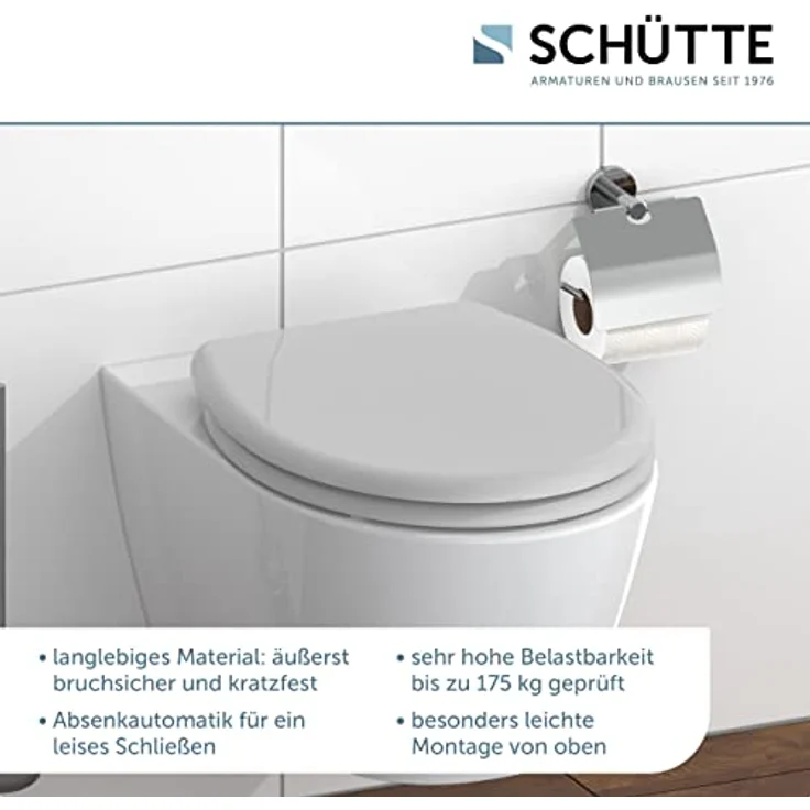 Schütte WC-Sitz Duroplast Grey, doppelte Absenkautomatik und Schnellverschluss, bruchsicher und kratzfest – Bild 8