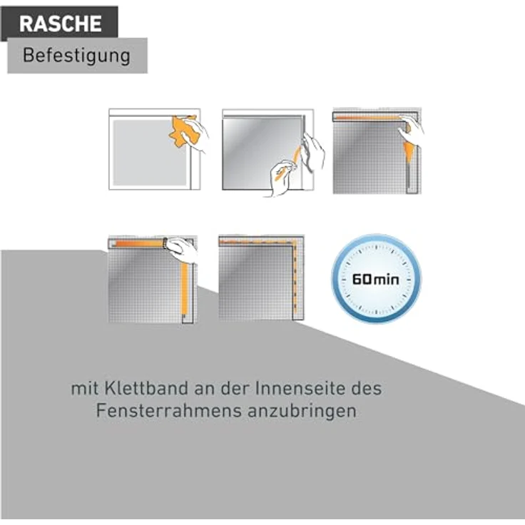 Windhager, Fliegengitter für Fenster, Standard, 130x150cm (ANTHRAZIT) – Bild 5