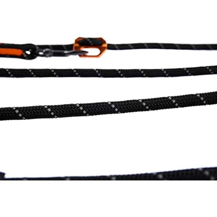 Non-stop dogwear Rock Leash Adjustable, 2,50 m Multiline Leine mit reflektierenden Fäden, schwarz, recyceltes Polyester – Bild 4
