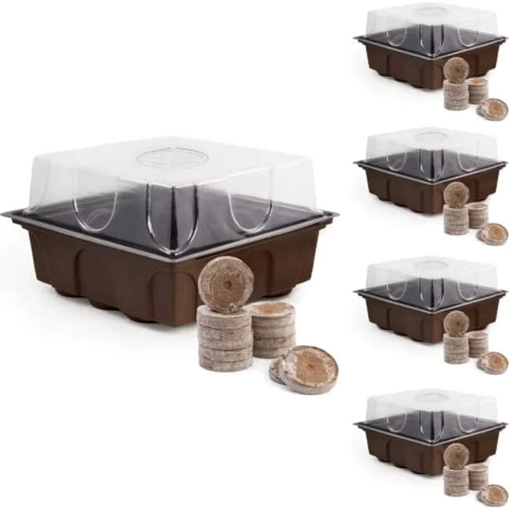 HappySeed Gewächshaus Set mit 60 Kokostabs - Ideale Wachstumsbedingungen, optimale Wasserverteilung & Feuchtigkeitsregulierung, für Kräuter, Gemüse & Blumen, dekorative Lüftungsklappe, in Deutschland hergestellt – Bild 1
