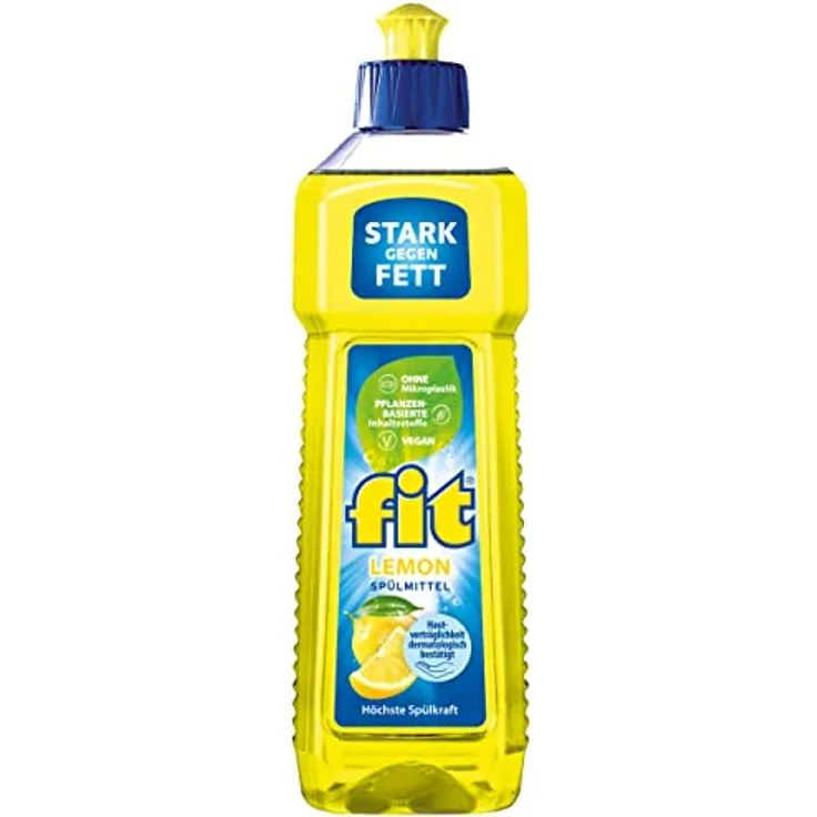FIT fit Spülmittel Lemon 500ml, hohe Spülkraft im Kaltwasser, hautverträglich und sparsam im Verbrauch