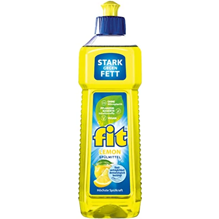 FIT fit Spülmittel Lemon 500ml, hohe Spülkraft im Kaltwasser, hautverträglich und sparsam im Verbrauch – Bild 1