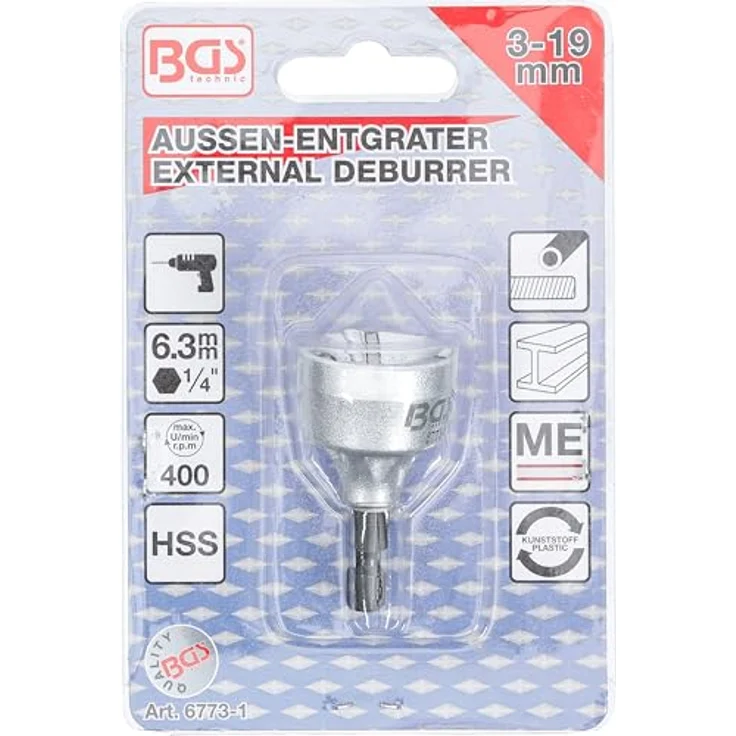 BGS 6773-1 | Aussen-Entgrater | für Ø 3 - 19 mm, geeignet für Stahl, Hartplastik und Messing, Farbe: Silber – Bild 5