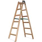 DRABEST - Holzleiter - für Malerarbeiten - 2X 6 Sprossen - m lang - bis 150 kg - Arbeitshöhe 1,82m 3,3 m - Klappbar - Tritt-, Bock-, Stehleiter - Beidseitig Begehbar, Imprägniert - mit Eimerhaken - Preisvergleich