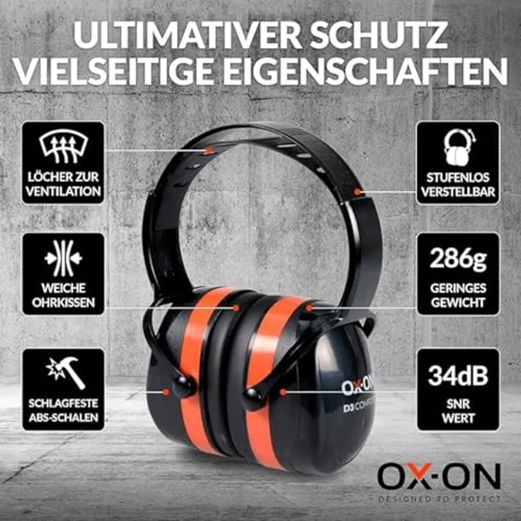 Ox-On D3 Comfort, Gehörschutz in schwarz mit hohem Tragekomfort – Bild 5