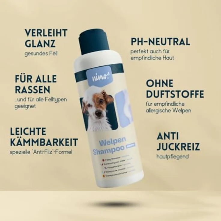 nimo Tiershampoo Welpen Shampoo sensitiv, 5000 ml, gegen Juckreiz und Trockenheit, für alle Felltypen geeignet – Bild 3