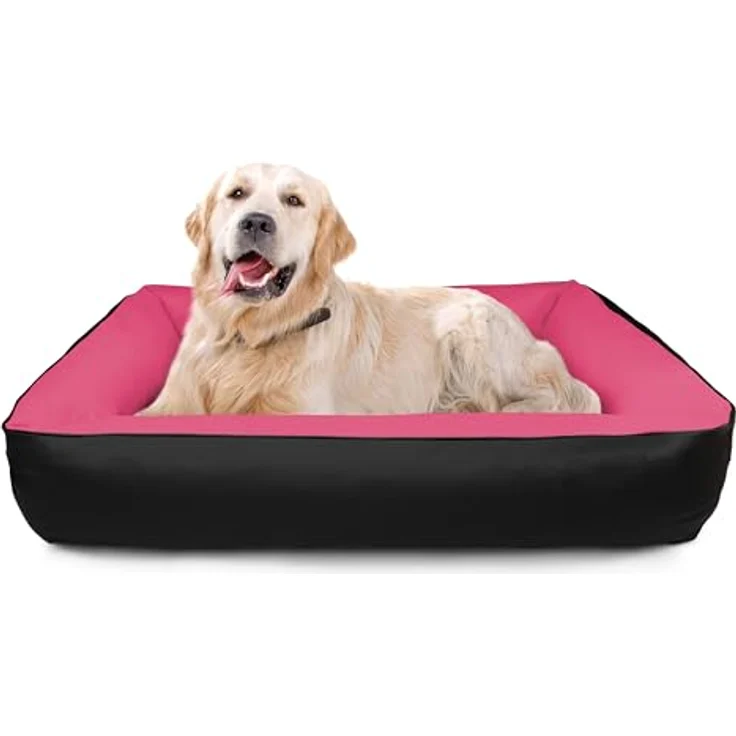 BedDog 2in1 Hundebett MAX QUATTRO, großes Hundekörbchen aus Cordura, waschbares Hundebett mit Rand, Hundesofa für drinnen, draußen, XXL, CANDY, pink-schwarz - Preisvergleich – Bild 4