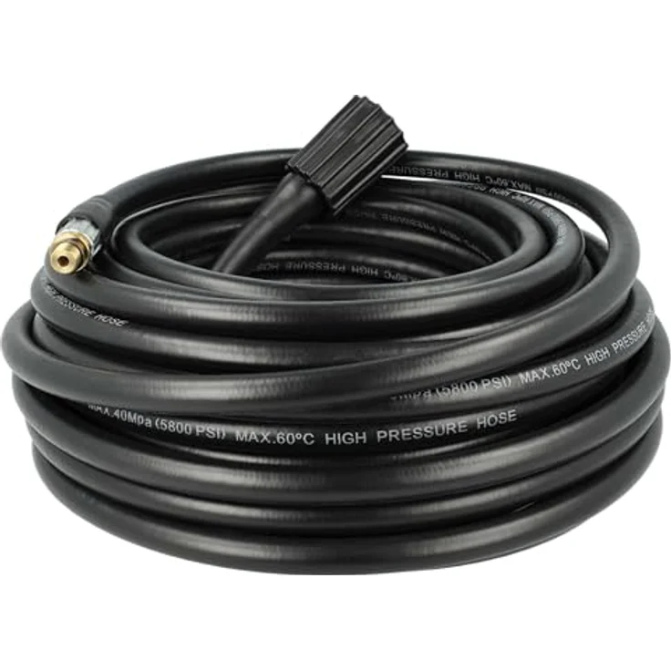 vhbw 15m Hochdruckschlauch für Kärcher K 3 Horizontal Plus, 3 Full Control Home, 3 Home, 3 Full Control Home T 5, mit Schnellkupplung, max. Druck 200 bar, schwarz/gold – Bild 2