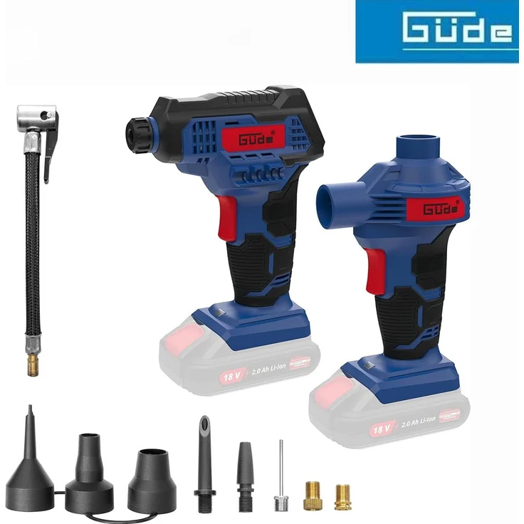 Güde 18V Akku Kompressor und Luftpumpenset KLS 18-0, max. Druck 7 bar, Digitalmanometer, ohne Akku und Ladegerät