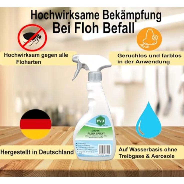 Pvu Floh Spray 2L + 500ml - Langzeitwirkung gegen Flöhe & Tierflöhe Innen und Außen auf Wasserbasis – Bild 2