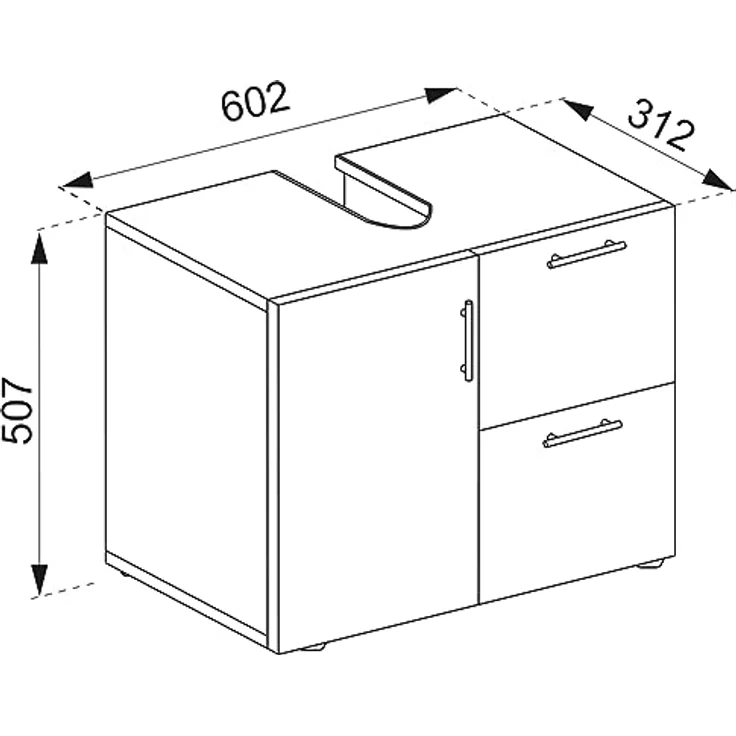 VCM Badmöbel Badunterschrank Waschbeckenunterschrank Badezimmer Flandu Schublade Weiß – Bild 2