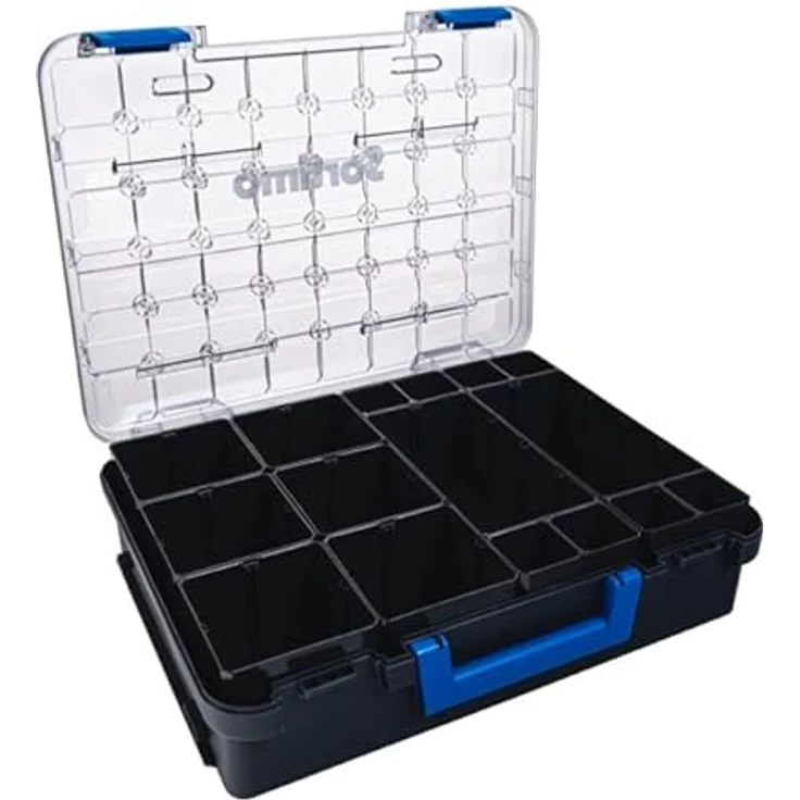 Sortimo T-BOXX 320, Kleinteile-Aufbewahrung mit 16 Insetboxen H63, transparentem Deckel und flexiblem Trennsystem – Bild 1