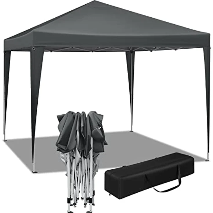 WOLTU Pavillon Pop-Up wasserdichter Faltpavillon Sonnenschutz Event Pavillon Gartenpavillon auf Terrasse Camping Festival Pagodenzelt aus Oxford Metallrahmen 3 x 3 m Anthrazit – Bild 1