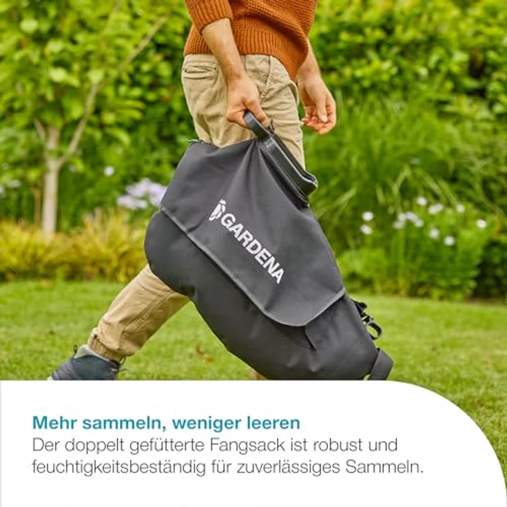 Gardena Akku-Laubsauger/-Bläser PowerJetCollect 18V P4A, kabelloses Multifunktionswerkzeug mit Saug- und Blasfunktion, inkl. Schultergurt und PowerBoost-Modus, Metall-Laufrad, 360-Grad-Rad, P4A Ready-To-Use Set – Bild 5