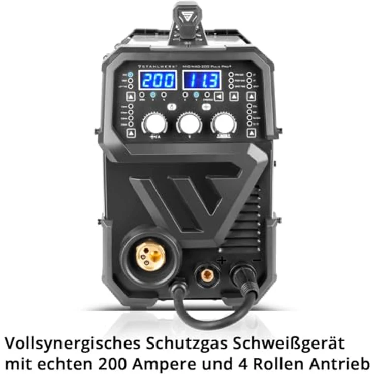 STAHLWERK Schweißgerät MIG MAG 200 Spot Puls Pro, Vollsynergischer IGBT Inverter, 5 in 1 Kombigerät mit Spotfunktion und 200 Ampere, Alu | Fülldraht | MIG MAG | ARC MMA | Lift TIG | Puls – Bild 3