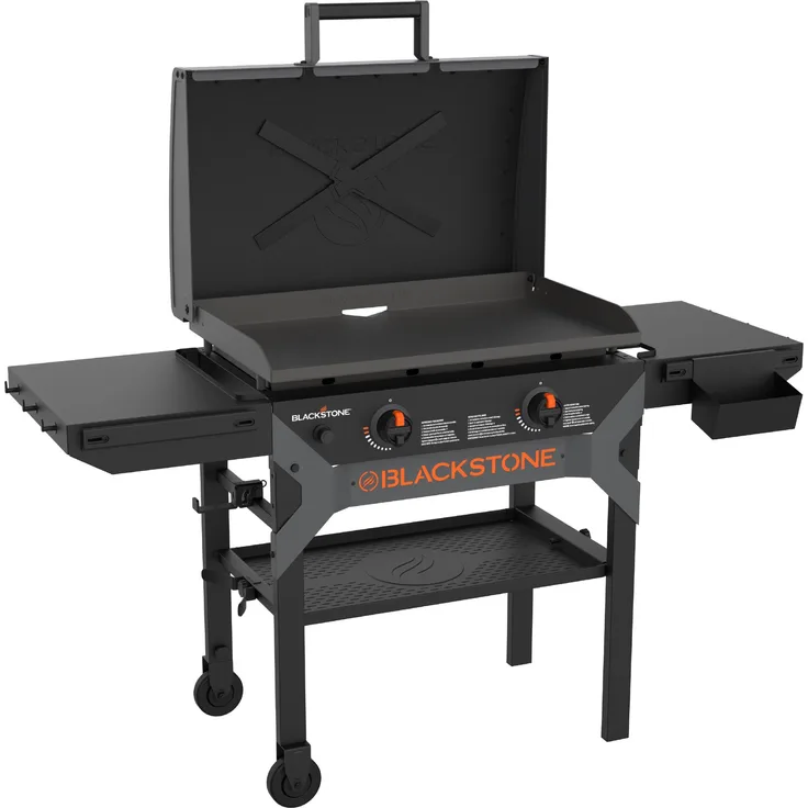 Blackstone 28" Omnivore Gasgrill mit Deckel, leistungsstarke Grillplatte und erweiterbarem Seitentisch
