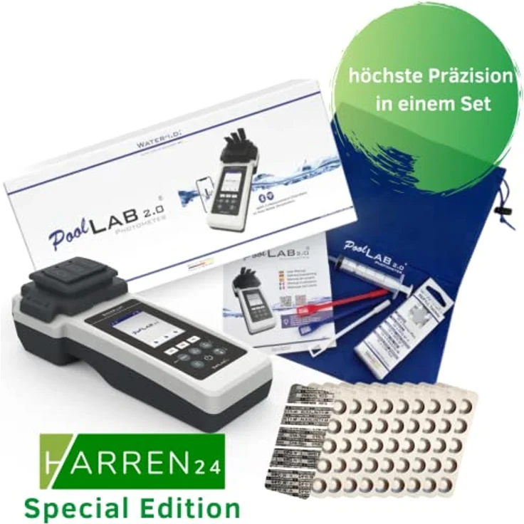 Harren24 PoolLAB 2.0, Elektronischer Wassertester mit 24 Parametern, Bluetooth, WLAN und 170 Testtabletten – Bild 5