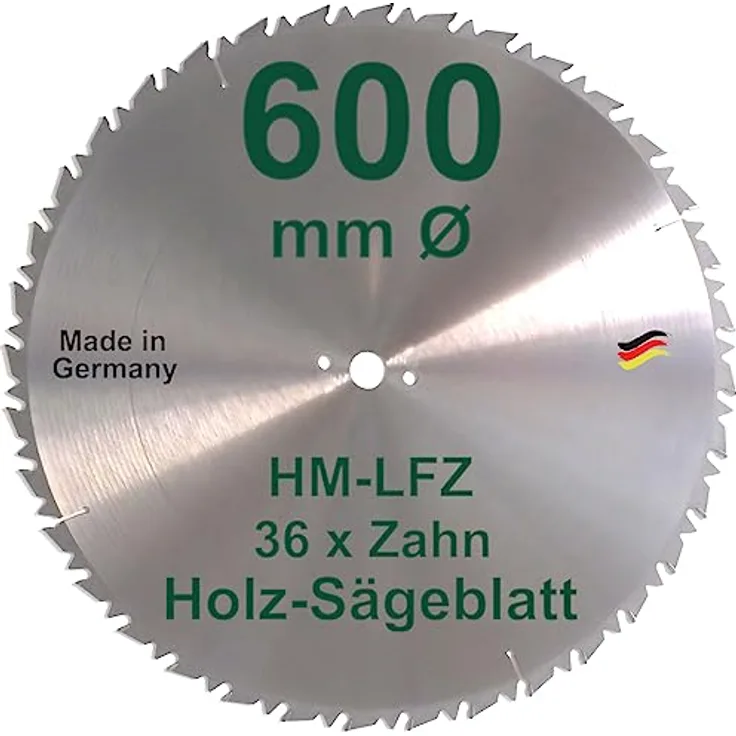 HM Sägeblatt 600 mm LFZ Flach-Zahn Hartmetall Widea für Brennholz Hartholz Kreissägeblatt für Wippsäge und Brennholzsäge 600mm