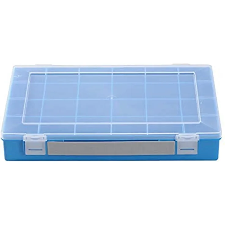 hünersdorff Sortimentskasten PP-Classic, stabile Sortierbox mit 24 Fächern, feste Facheinteilung, 22,5 x 33,5 x 5,5 cm, blau