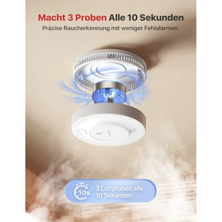 X-SENSE SD2J0AX Rauchmelder, mit 10-Jahres-Batterie und Batteriewarnung, fotoelektrischer Sensor – Bild 5