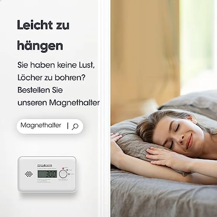 WISUALARM Kohlenmonoxid Melder, 10 Jahre CO Messgerät mit LCD Display, Test/Silence Taste, TÜV Zertifiziert nach EN 50291, hoher Alarmton über 85 dB – Bild 5
