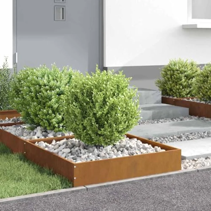 vidaXL Raseneinfassung 6er Set, Rostige Metallkante aus wetterfestem Stahl, 60 x 60 x 13 cm, ideal für Garten und Terrasse, moderne Landschaftsdivider – Bild 4