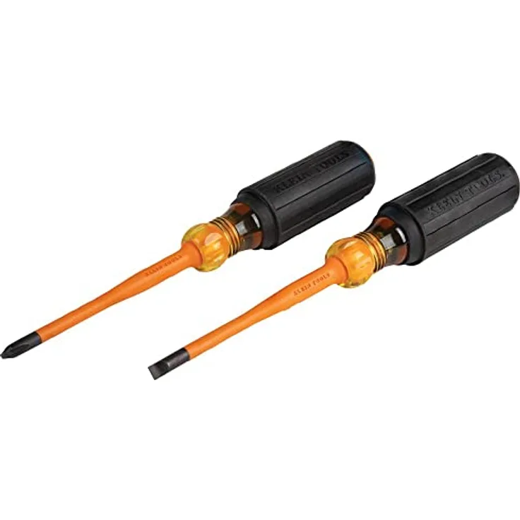 Klein Tools 33732INS 1000V Slim Tip Isoliertes Schraubendreher-Set, 2 Kreuzschlitz und 1/4 Zoll Schrankspitzen, gepolsterter Griff, 2-teilig