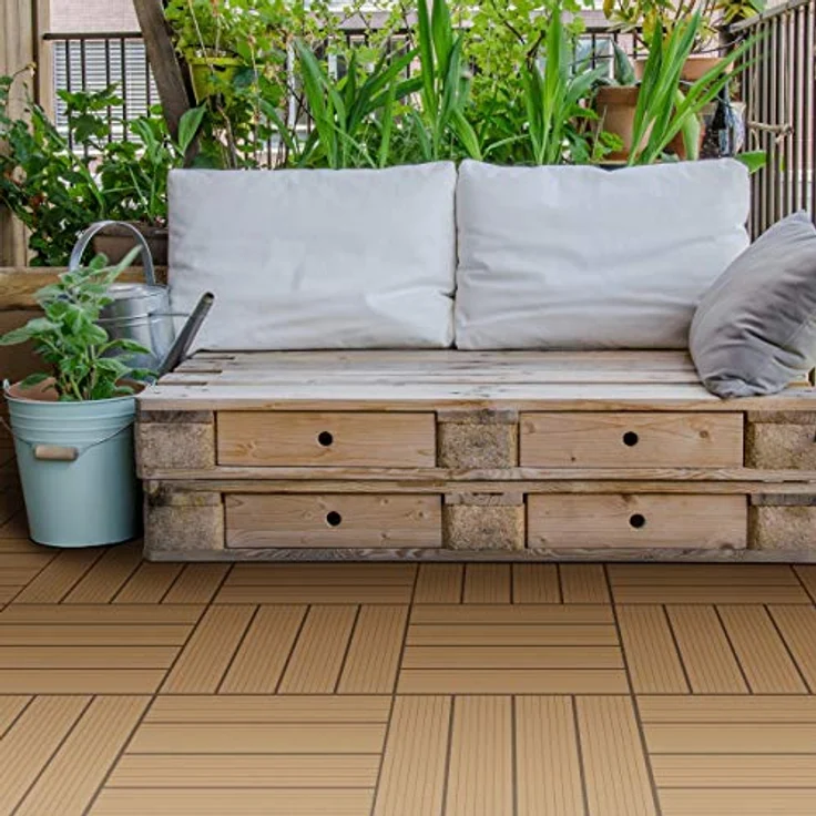 Terrassenfliesen 30x30 cm 11er Set für 1m² Teak aus WPC – Bild 8