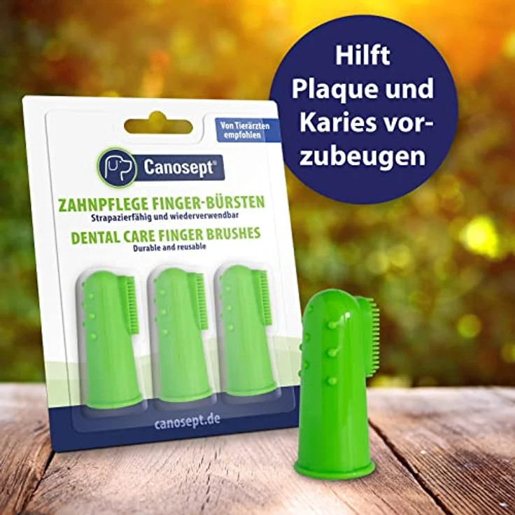Canosept Fingerlinge Hunde Zahnpflege 3 Stück - Zahnpflege Hund - Zahnsteinentferner Hund - Hundezahnbürste - Zur Reinigung & Hunde Zahnpflege - Mundgeruch Hund - optimale Hunde Zahnpflege – Bild 4