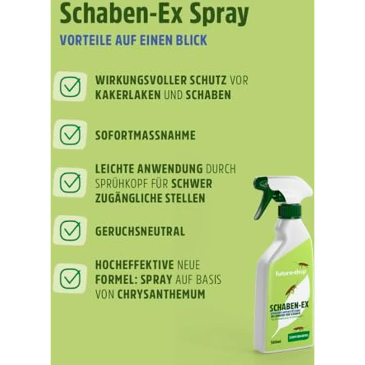 Futura-Shop Kakerlaken Spray 500 ml, Langzeitwirksames Insektizid für Innen & Außen, Schaben Bekämpfung ohne Rückstände – Bild 2
