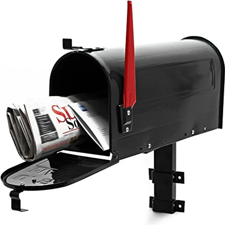 US Mailbox Briefkasten Amerikanisches Design schwarz mit passender Wandhalterung – Bild 2