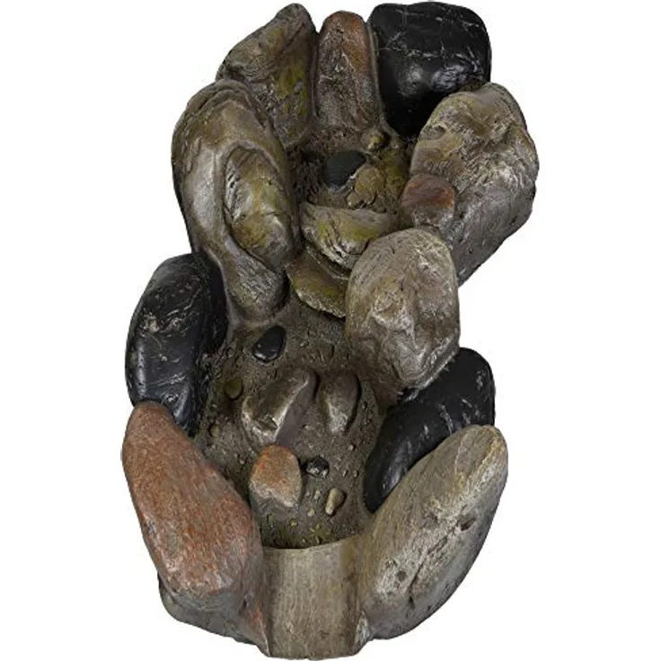 Köhko Wasserkaskaden Bachlauf, 75 cm, erweiterbare Mündungsschale aus witterungsbeständigem Polyresin mit naturgetreuen Stein-Optiken