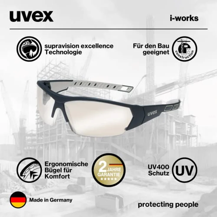 UVEX Bügelbrille i-works, Scheibentönung silberspiegel 53%, UV400 – Bild 2