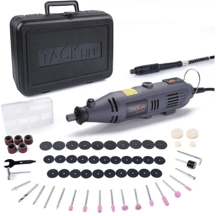 TACKLIFE Elektro-Multifunktionswerkzeug RTD34AC, Rotationswerkzeug 135W bis 32000RPM, flexible Welle, 69 Zubehörteile, blau
