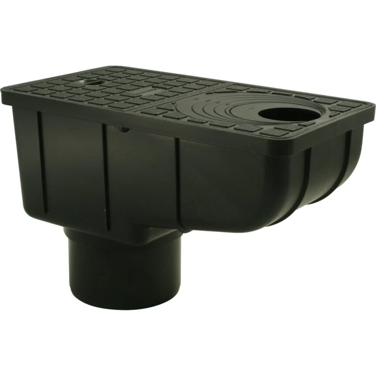 Marley Regensinkkasten RSK 1500, Schwarz, mit Laubfangkorb und Geruchsverschluss für Fallrohre 50-125 mm – Bild 1