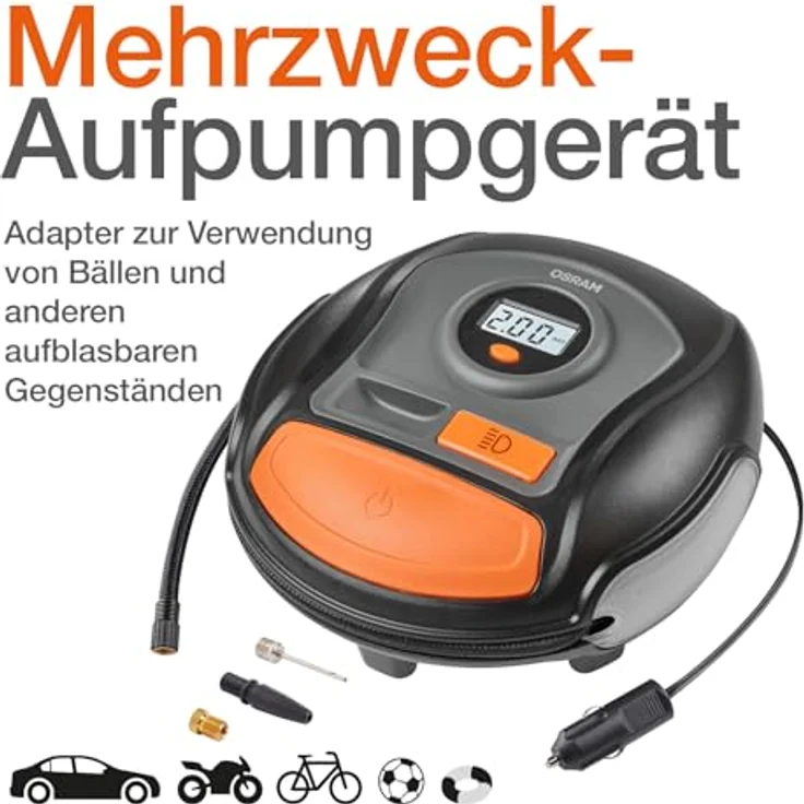 Osram OTI400, Digitaler Reifenfüller mit Hintergrundbeleuchtung und 5.5 bar Druck, inkl. Adapterkit – Bild 6