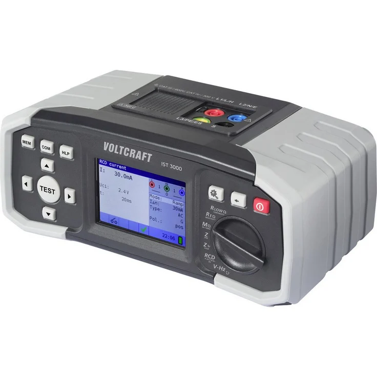 VOLTCRAFT IST 3000, VDE-Prüfgerät für elektrische Anlagen mit 480x320 TFT LCD-Farbdisplay, umfangreichen Prüf-Funktionen und Zubehörset