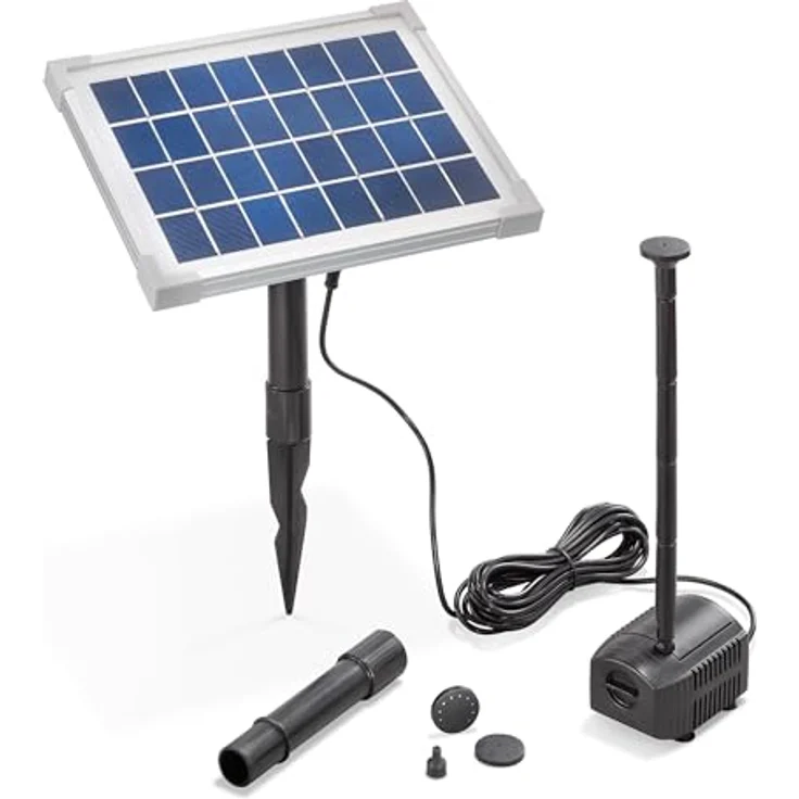 Esotec Solar Teichpumpe Set mit Filter und Sprinkler, 250 l/h, Solarmodul 5W, inkl. Erdspieß und 4 Sprinkleraufsätzen, für Außenbereiche, 101909 – Bild 1