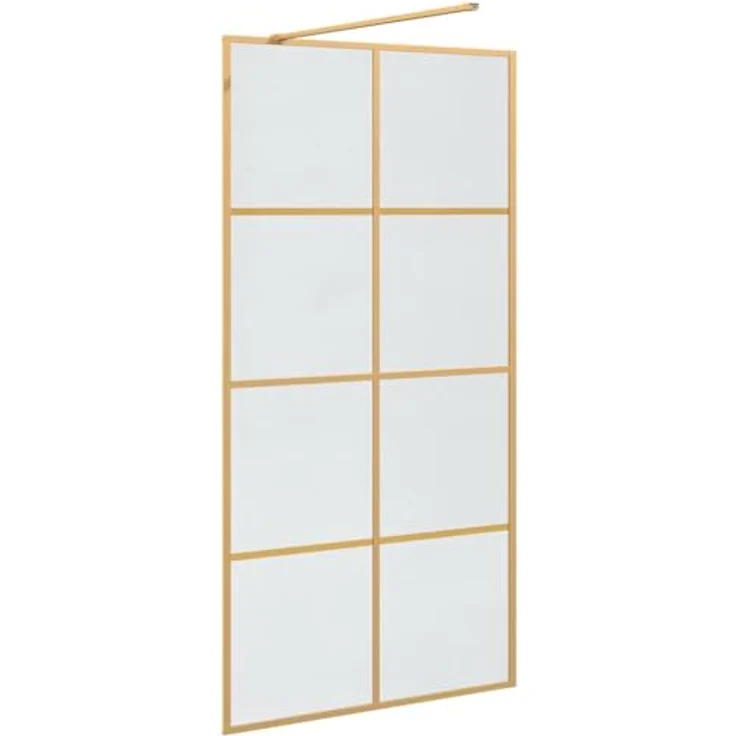 vidaXL Walk-in Duschwand Gold, 100 x 195 cm, gehärtetes Glas mit verstellbarem Rahmen und stabiler Stütze – Bild 9