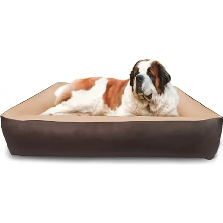 BedDog 2in1 Hundebett MAX Quattro, großes Hundekörbchen aus Cordura, waschbares Hundebett mit Rand, Hundesofa für drinnen, draußen, XXXL, Melange, beige-braun – Bild 4