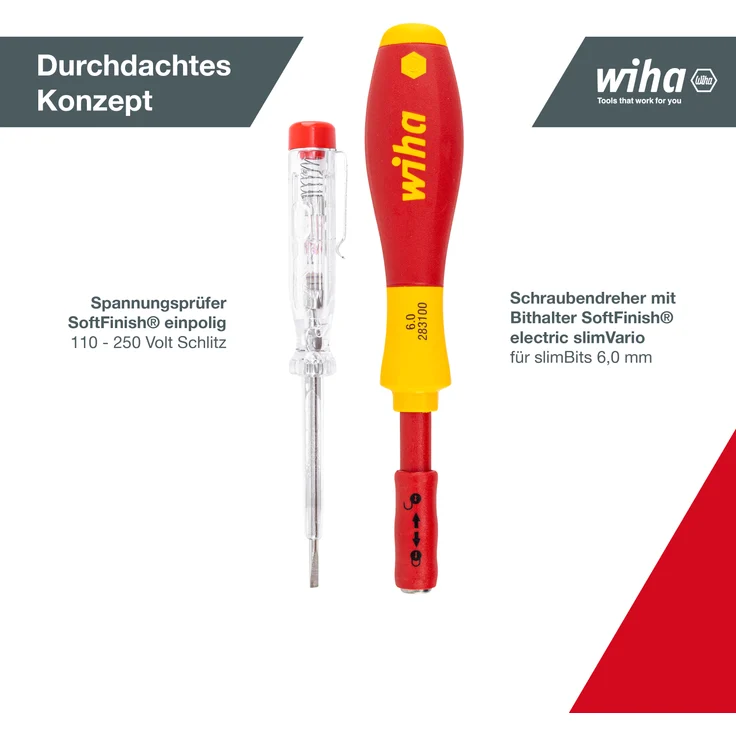 Wiha Schraubendreher und Bit Set slimVario (36068) 17 tlg. in Falttasche | VDE Elektriker | ( Schlitz, Kreuzschlitz, Torx, PlusMinus, Spannungsprüfer) – Bild 5