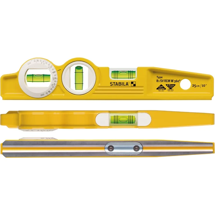STABILA Magnet-Wasserwaage Type 81 SV REM W360 Torpedo mit Tasche, 25 cm, Alu-Gussprofil, Seltenerd-Magnetsystem, 1 Sechsring-Horizontal-/ 1 Vertikal-/ 1 Winkel-Libelle, Made in Germany – Bild 6