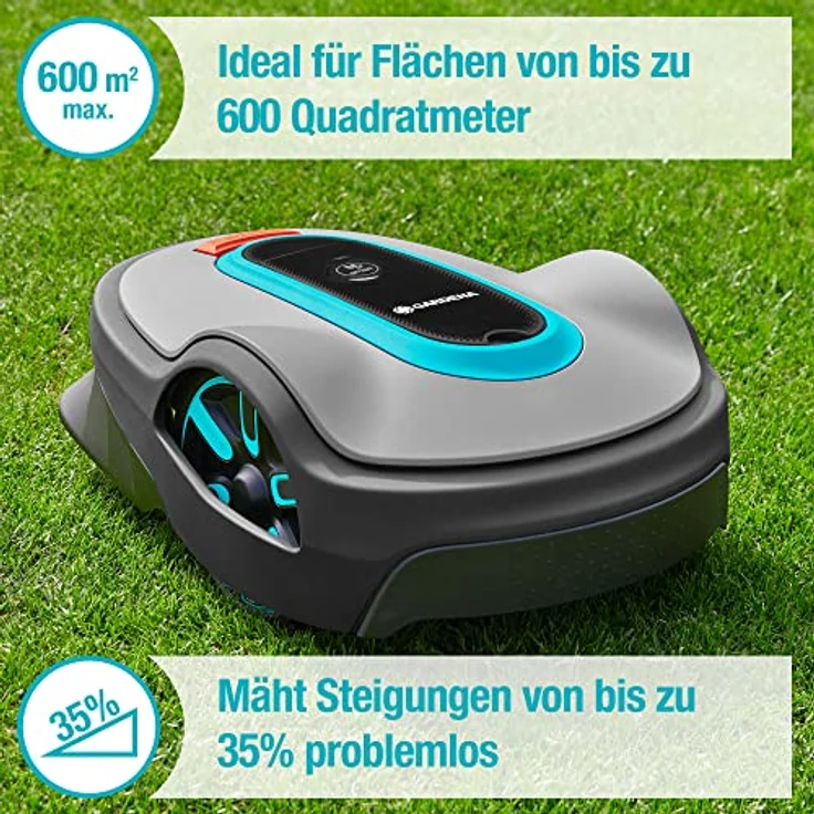 Gardena Mähroboter SILENO city 600 m²: Rasenroboter für bis zu 600 m² Rasenfläche, präzise Schnittergebnisse, Einstellungen und Setup über Gardena Bluetooth App (15010-20) – Bild 3