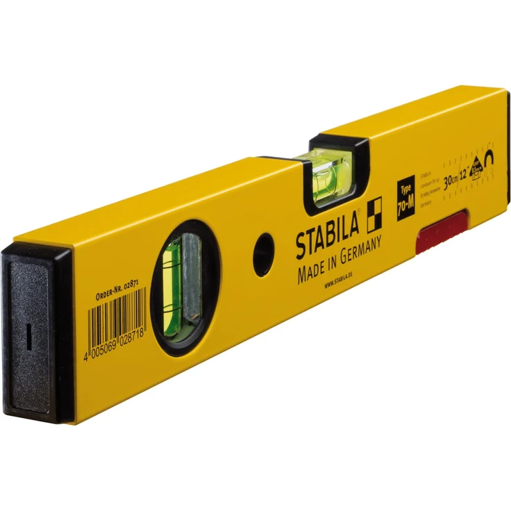 STABILA Magnet-Wasserwaage Type 70 M, 30 cm, leichtes Alu-Profil, starkes Seltenerd-Magnetsystem, 1 Horizontal-Libelle, 1 Vertikal-Libelle, Made in Germany – Bild 1