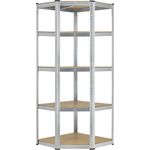 Juskys Eckregal Lageregal Corner Basic 180 x 70 x 40-70 cm | 875 kg | 5 Böden | Metall verzinkt | Schwerlastregal Steckregal Kellerregal