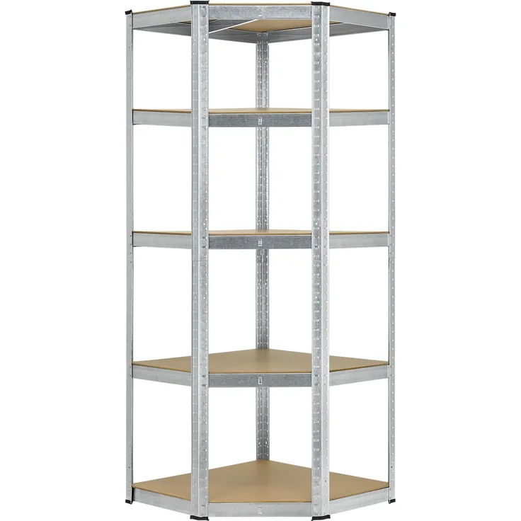 Juskys Eckregal Lageregal Corner Basic 180 x 70 x 40-70 cm | 875 kg | 5 Böden | Metall verzinkt | Schwerlastregal Steckregal Kellerregal