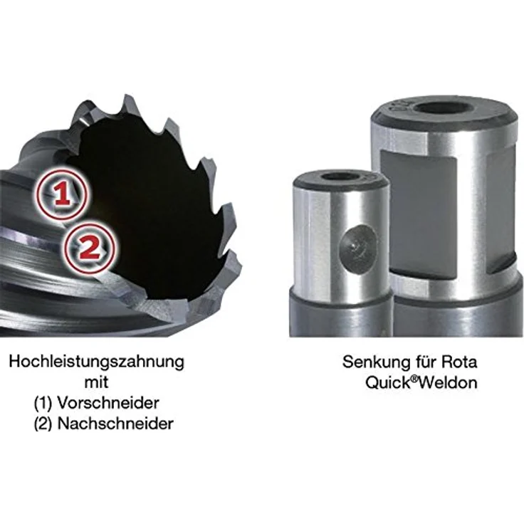ALFRA Kernbohrer HSS-Co Kobalt RQX 22 mm, Bohrer mit Weldonschaft-Ø 19 mm und Schnitttiefe 50 mm – Bild 2