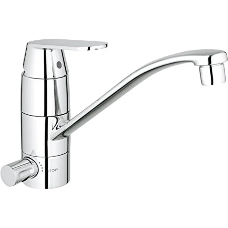 Grohe Eurosmart Cosmopolitan Einhand-Spültischbatterie mit integriertem Absperrventil, flacher Auslauf, Chrom