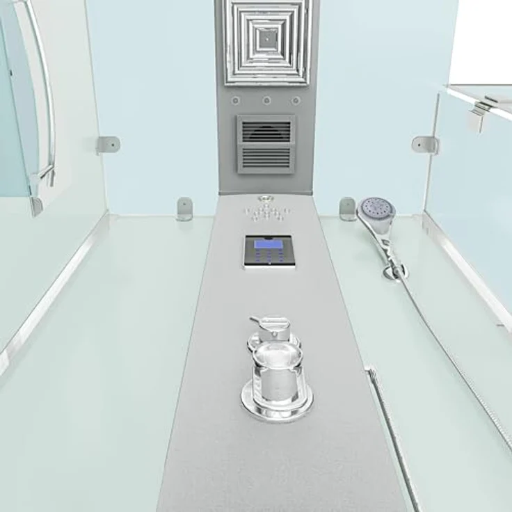 SeniorBad GmbH Dampfdusche Duschtempel Sauna Dusche Duschkabine D38-00R2-EC 80x80 cm, weiß, mit Regendusche, Handbrause und Rückenmassagedüsen – Bild 7